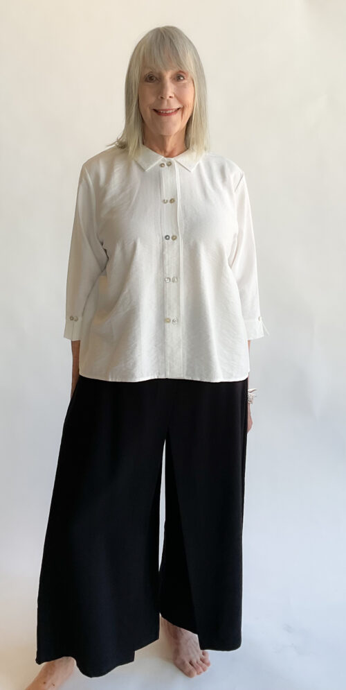 Twinbutton Top Shimmer Stripes